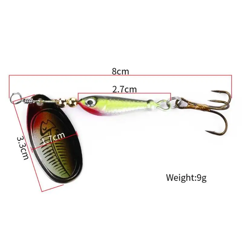 rotating Spinner Bait Sequin Fish Shape Fishing Lure Bionic Artificial Bait Metal Spoon with Treble Hook