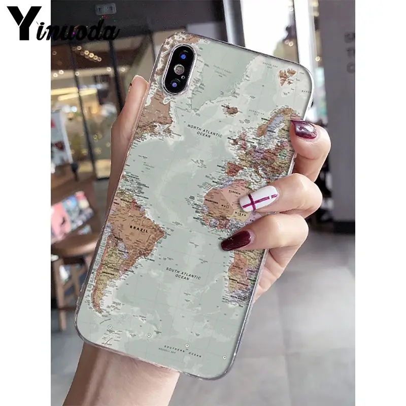 Yinuoda карта мира план путешествий Мягкий силиконовый чехол для телефона для iPhone 8 7 6 6S Plus X XS MAX 5 5S SE XR 10 чехол s