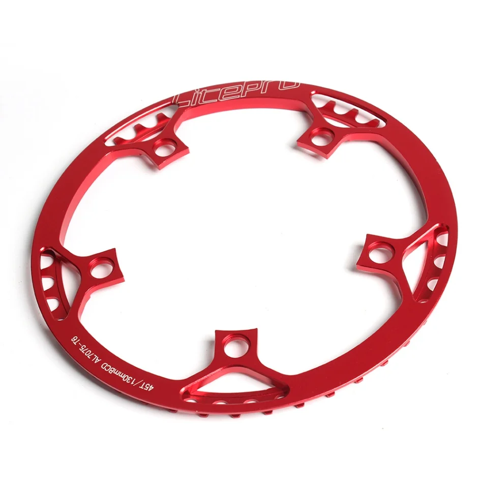 Велосипедная звездочка, складное Велосипедное кольцо с одной рукояткой, круглая цепь BCD 130 мм, 5 болтов, цепь 53 T/45 T - Цвет: Red Round-45T