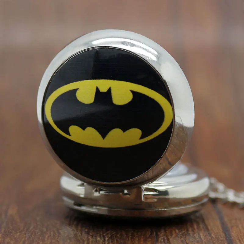 

Fashion Silver Girl Unisex Woman Child Super Hero Batman Logo Pocket Watch Hour Wholesale Price Good Quality Modern Fashion P785