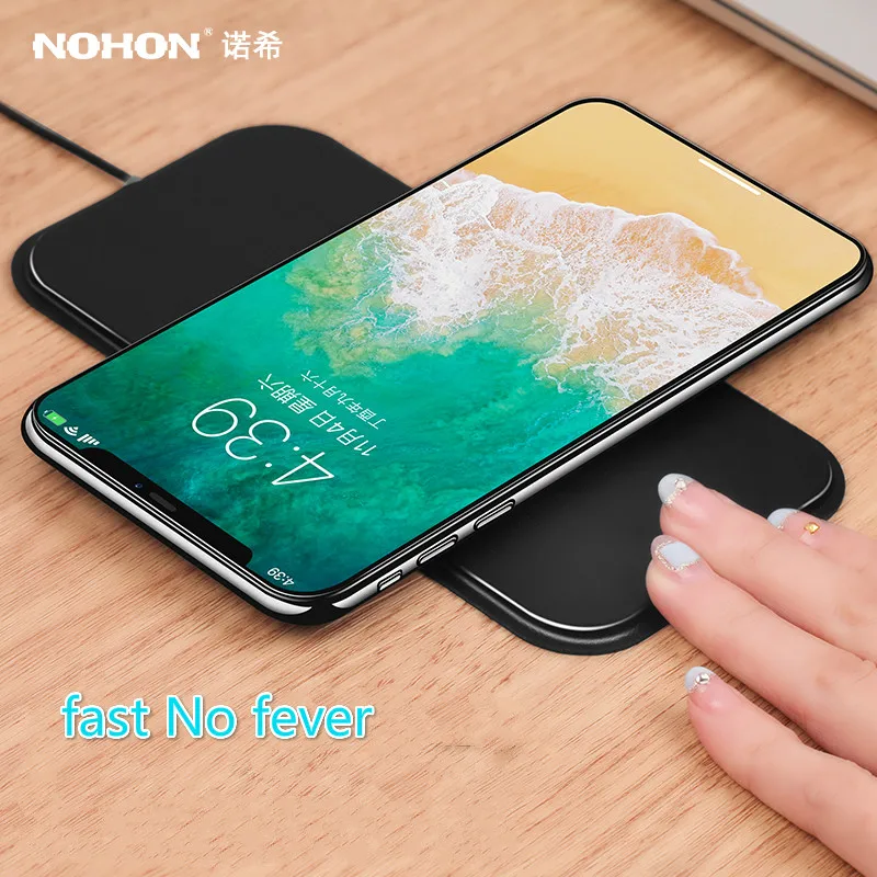 

Nohon Brand QI wireless charger For Samsung S8 Plus S6 S7 edge note 8 iPhone X wireless charger fast charge charging pad sta