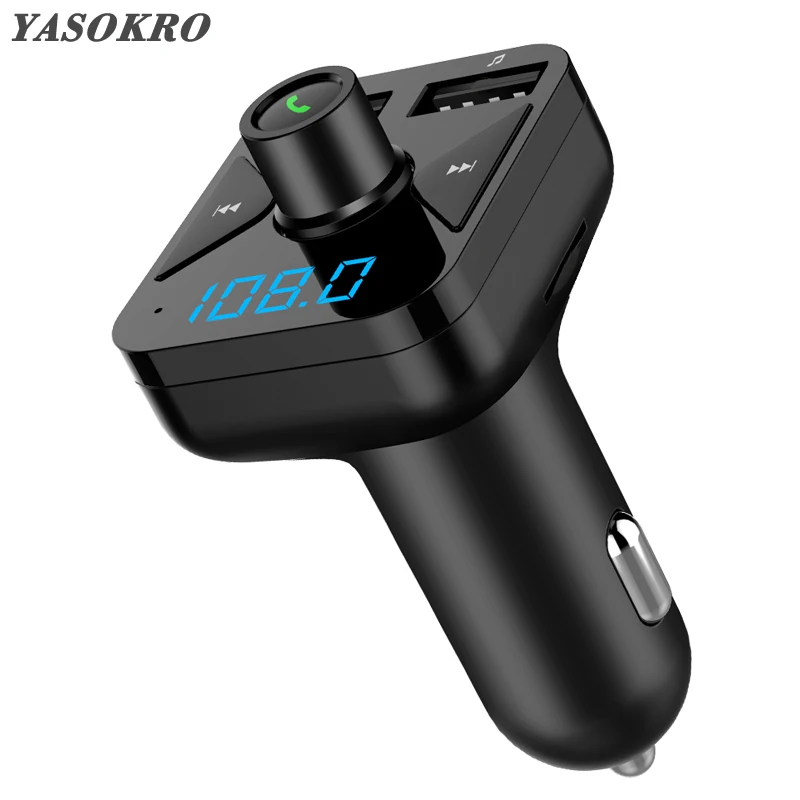 

YASOKROBluetooth Car Kit Handsfree Set FM Transmitter MP3 music Player 5V 3.1A Dual USB Car charger Support Micro SD Card