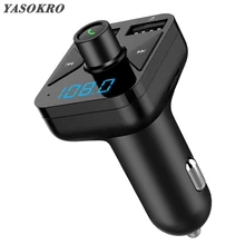 YASOKROBluetooth Car Kit Handsfree Set FM Transmitter MP3 music Player 5V 3.1A Dual USB Car charger Support Micro SD Card