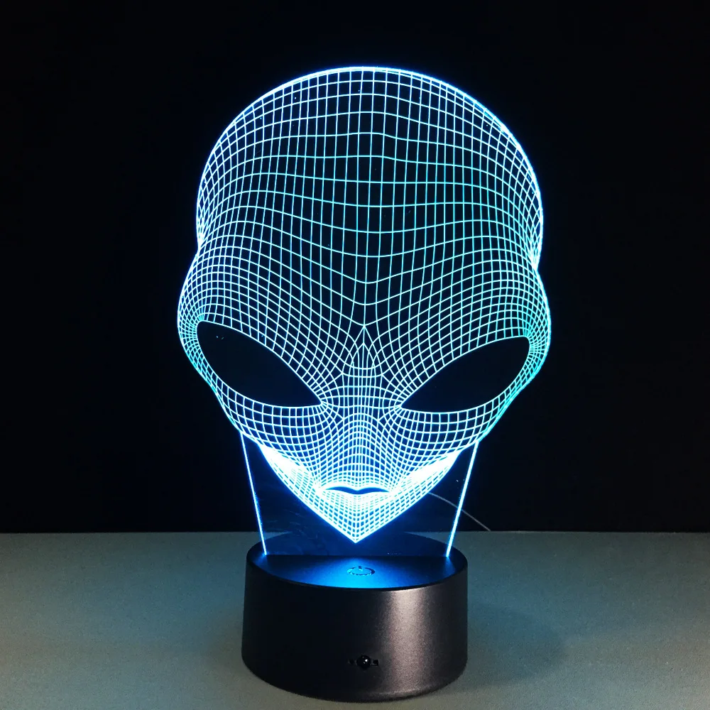 Creative Alien Head Table Lamp 7 Colors Changing Desk Lamp 3d Lamp