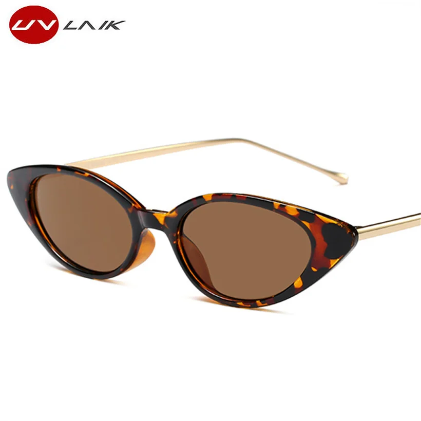 

UVLAIK Fashion Cat Eye Sunglasses Women Brand Designer Metal Legs Small Cateye Oval Sun Glasses For Women Gift Shades UV400
