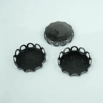 

Blank Round Lace Bezel Trays Pad Bases Settings Resin Cabochons Findings for Floating Charm Lockets Making Gunmetal Black tone