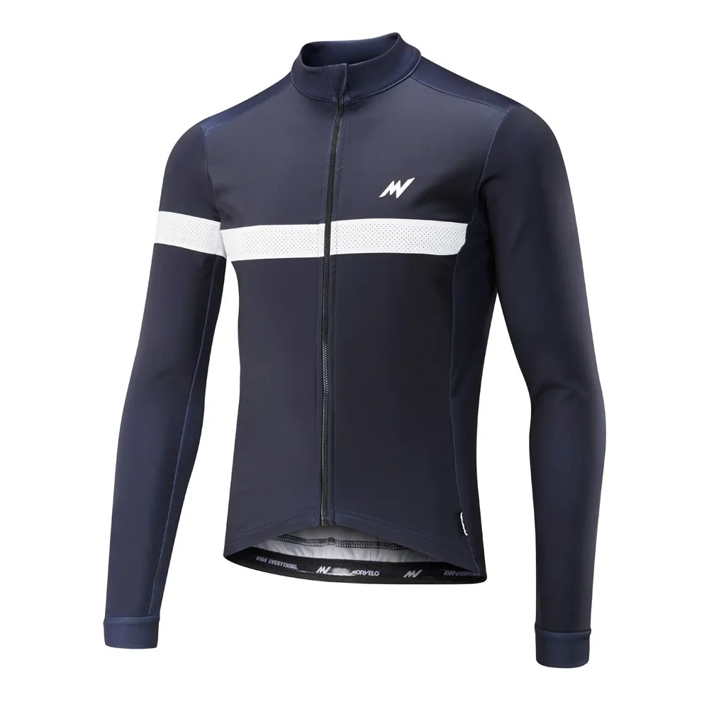 morvelo Мужские Зимние флисовые утеплённые велосипедные футболки с длинным рукавом гоночный велосипедный костюм, трико Ropa Ciclismo - Color: Blue