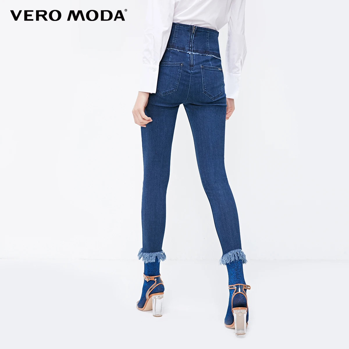 Vero Moda новые женские уличные стиль на шнуровке с высокой талией стрейч облегающие укороченные джинсы | 318349527