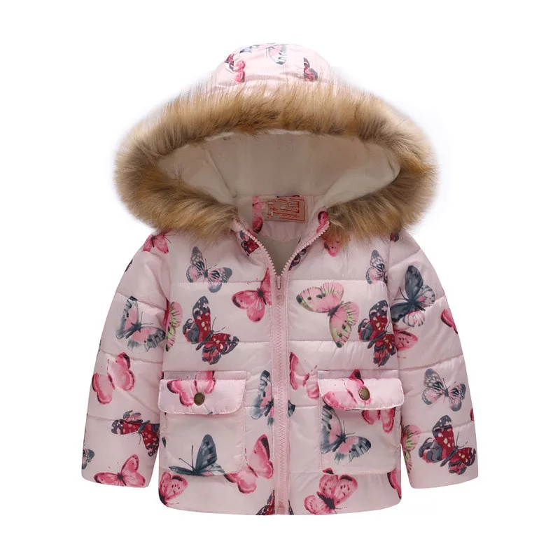 Новинка года, детская зимняя хлопковая верхняя одежда и пальто детские куртки с динозавром теплое пальто с цветочным принтом для маленьких детей