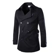 2016 neue Mode Männer Feste Dünne Trenchcoat England Stil Lange Jacke Mantel Zweireiher mit Schärpen Party Tragen M-XXL