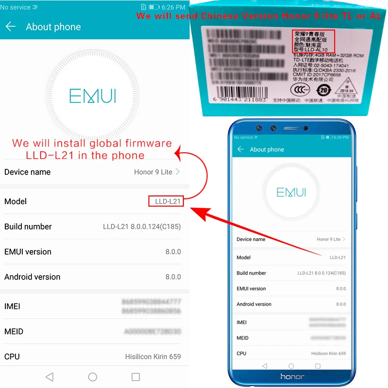 Мобильный телефон HONOR 9 lite 4 ГБ 32 5 65 дюйма Восьмиядерный процессор Kirin 659 Android 8 0