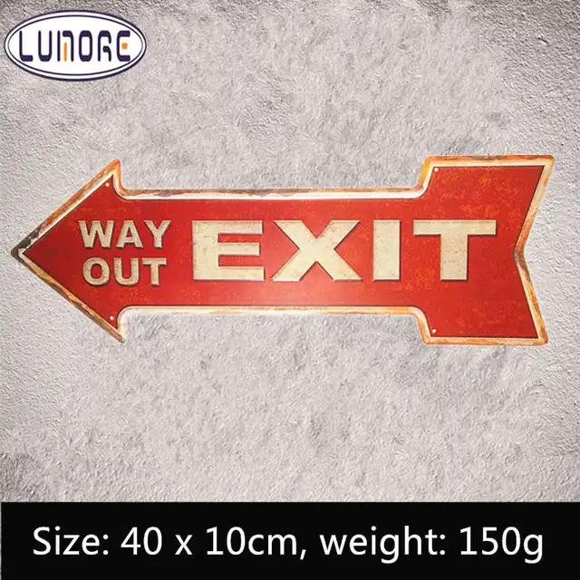 exit way out metal arrow sign vintage tin signs advertising board