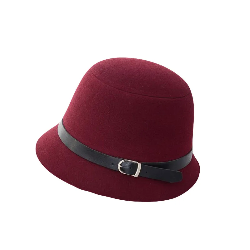 Осенняя и зимняя женская классическая шерстяная фетровая шляпка-Клош для мужчин и женщин Универсальная Ретро верхняя шляпа купольные рыболовные кепки с поясом fedora