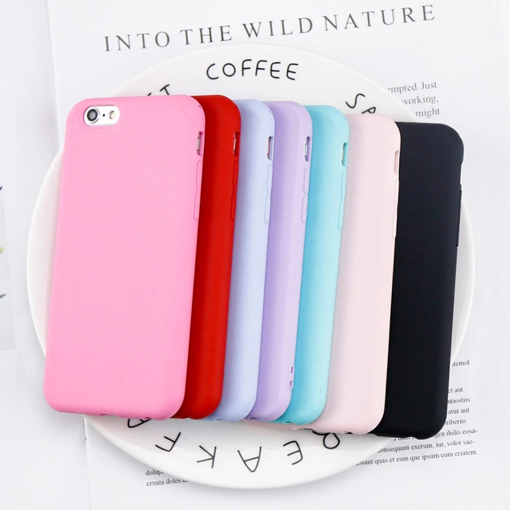 

Fashion Simple Solid Color Case For iphone X Case Cute Candy Color Back Cover For iphone 6 7 8 Plus Case Original Soft TPU Coque