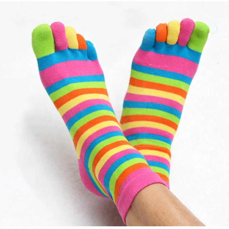 2017 забавные радужные женские носки с пятью раздельными пальцами Meia Colorida Novidade