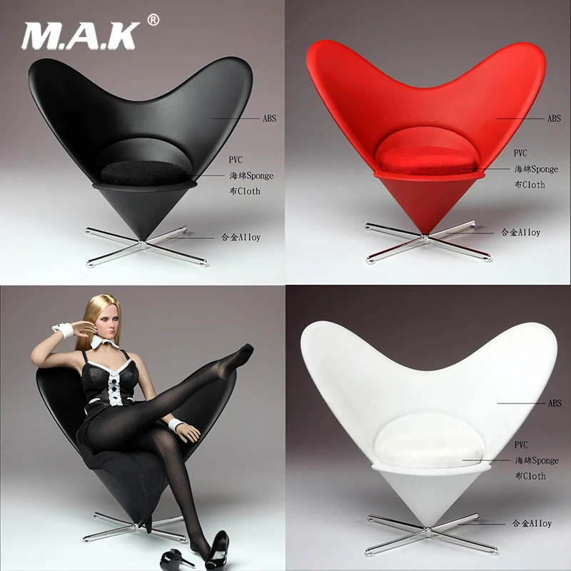 

1/6 Action figure Accessories Alloy LOVE CHAIR Heart-shaped Chair model for 12" Figures Egg chair in black/red /white