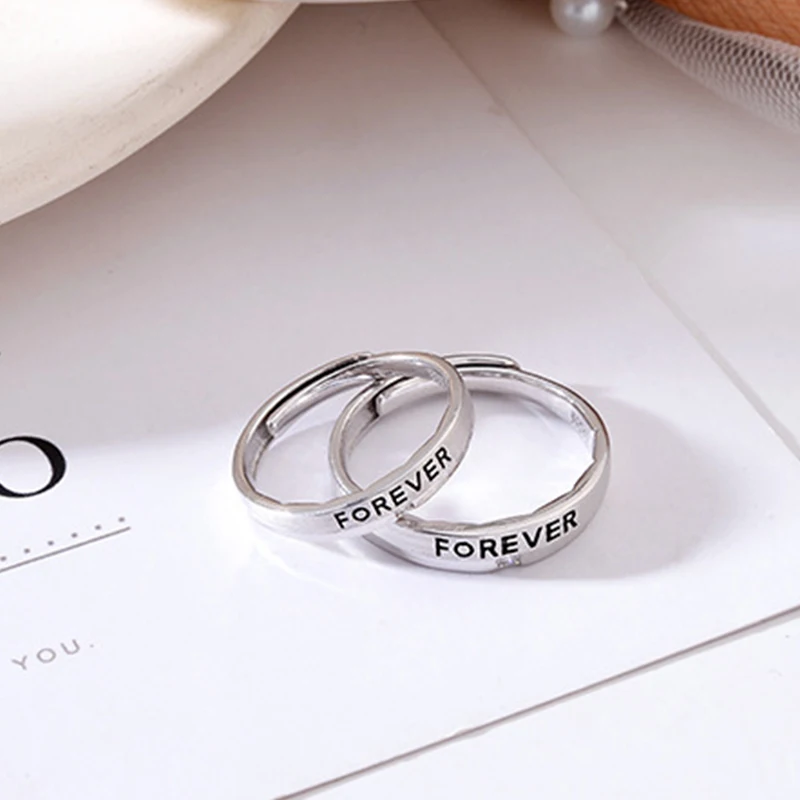 Романтические кольца для влюбленных пар, регулируемые, 925 пробы, серебряные, для влюбленных, обещают, обручальные кольца, модные свадебные ювелирные изделия