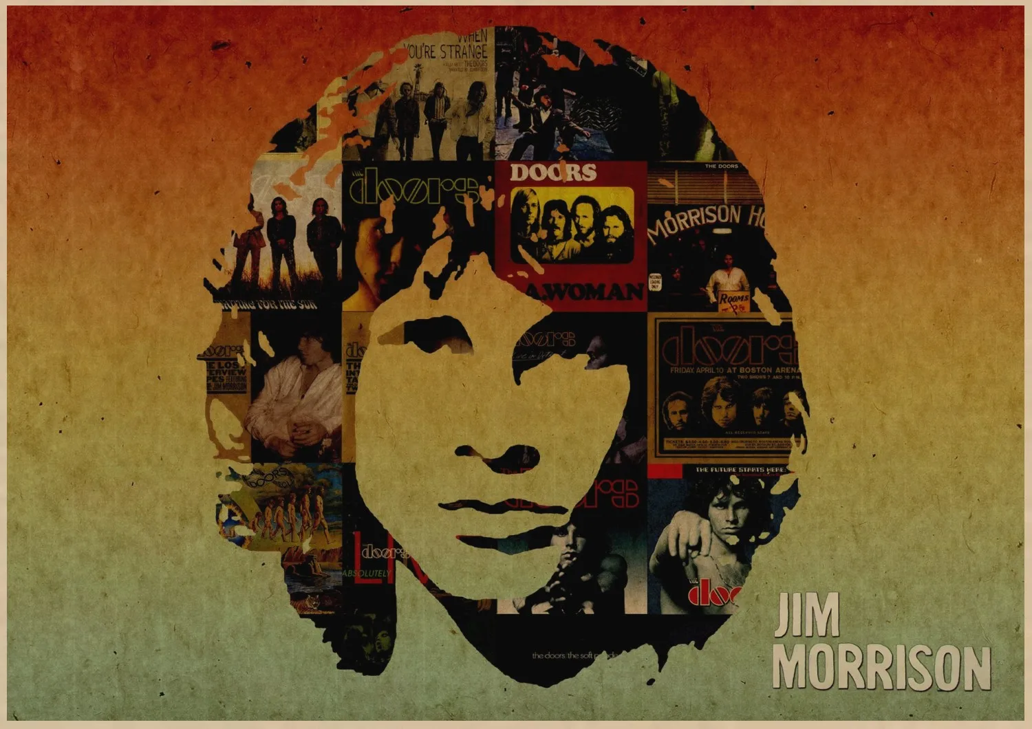 The Doors Jim Morrison Винтаж Ретро Рок-Группа Музыка Гитара матовая крафт-бумага плакат Настенная Наклейка домашний декор A1 - Цвет: 1