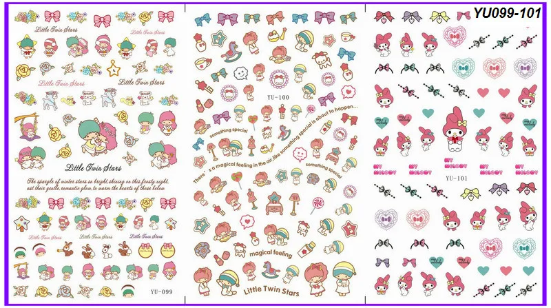 

3 PACK/ LOT WATER DECAL NAIL ART NAIL STICKER CARTOON JAPANESE KOREAN LITTLE TWIN STAR RED YU099-101
