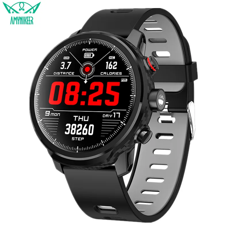 

AMYNIKEER L5 men's smart watch 1.3 inch 64KB RAM 512KB built-in memory IP68 waterproof heart rate monitoring sports Smartwatch