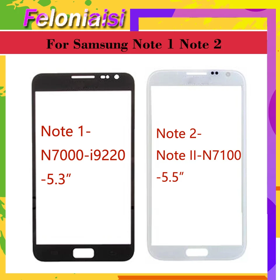 

10pcs/lot touchscreen For Samsung Galaxy Note 1 N7000 i9220 NOTE II Note 2 N7100 Black Front Outer Glass touch Screen Lens Panel