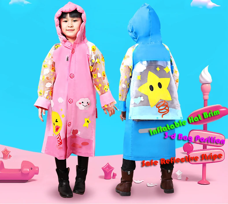 Kids Cartoon Bag Raincoats 11