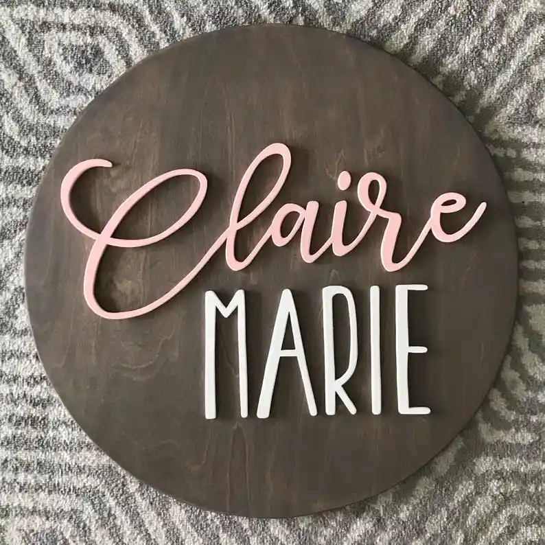 round wooden baby name signs for nursery