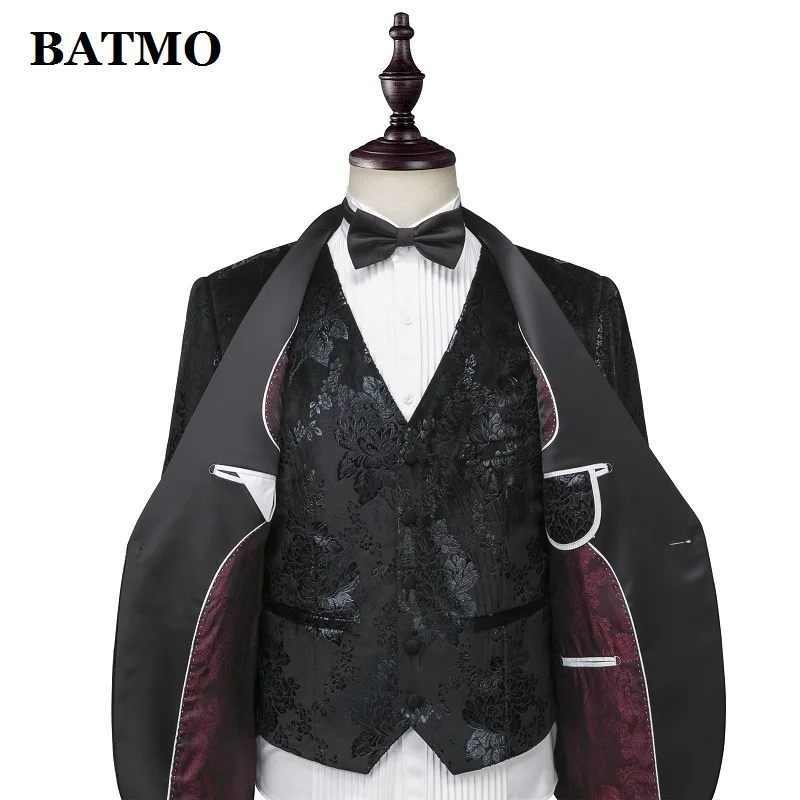 BATMO Новое поступление, модные повседневные мужские пиджаки с цветочным принтом, мужские свадебные платья, куртки+ брюки+ жилет, XZ303