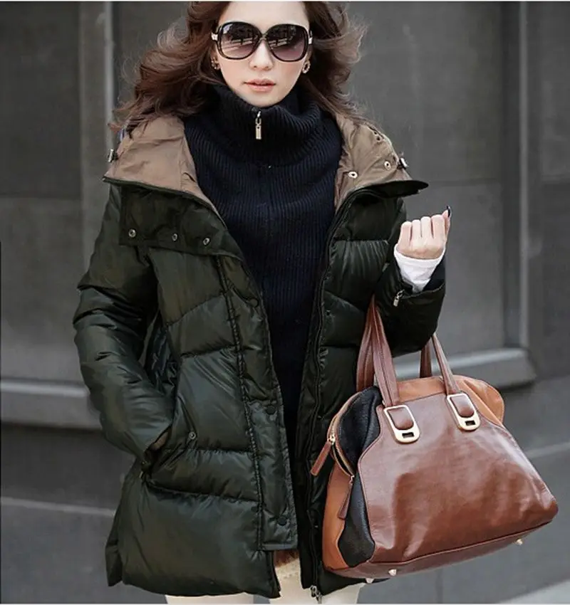 army Taille Veste Green coréen Chaud Long 2015 Mince Femme Nouvelle Noir Grande Canard De Manteau Black L0073 Mode Femmes Parkas Duvet Épais AxRwqP4
