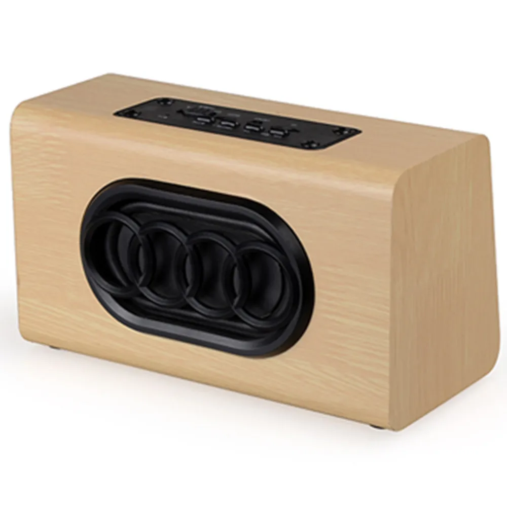Деревянный Bluetooth динамик W7 Ретро HIFI 3D двойной громкоговоритель беспроводной с