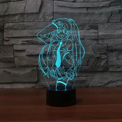 Аниме для девочек 3D светодиодный ночник Красочные Изменение светодиодный сенсорный кнопку настольная лампа USB Домашний Декор сна