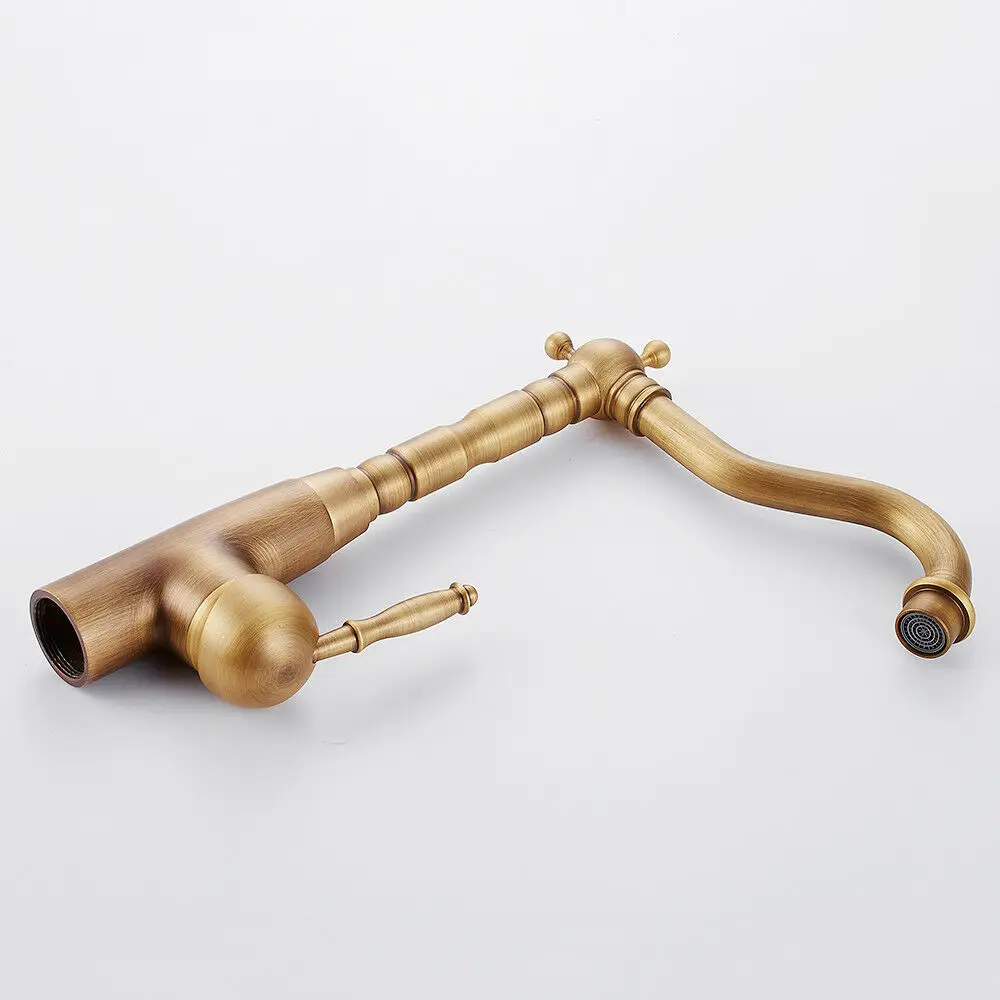 Basin Faucets Antique Brass Bathroom Faucet Basin Tap Single Handle Hot and Cold Water Mixer Taps ZD1216