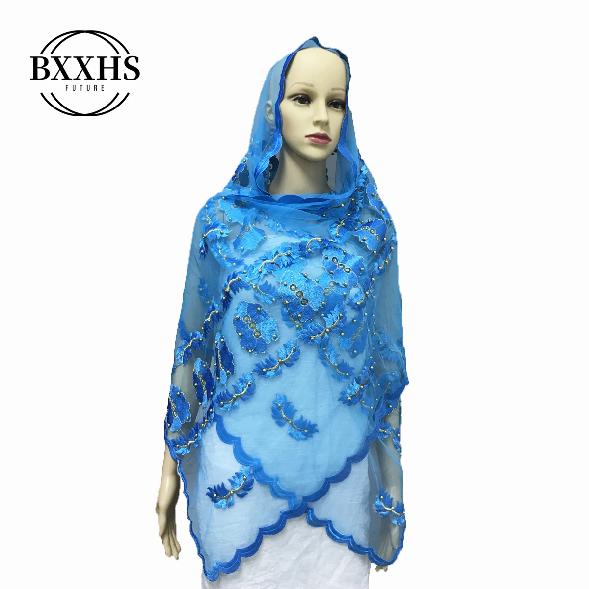 Африканская Женская шаль мусульманская вышивка шарф из тюли хиджаб шарф небольшой размер шарф для шали