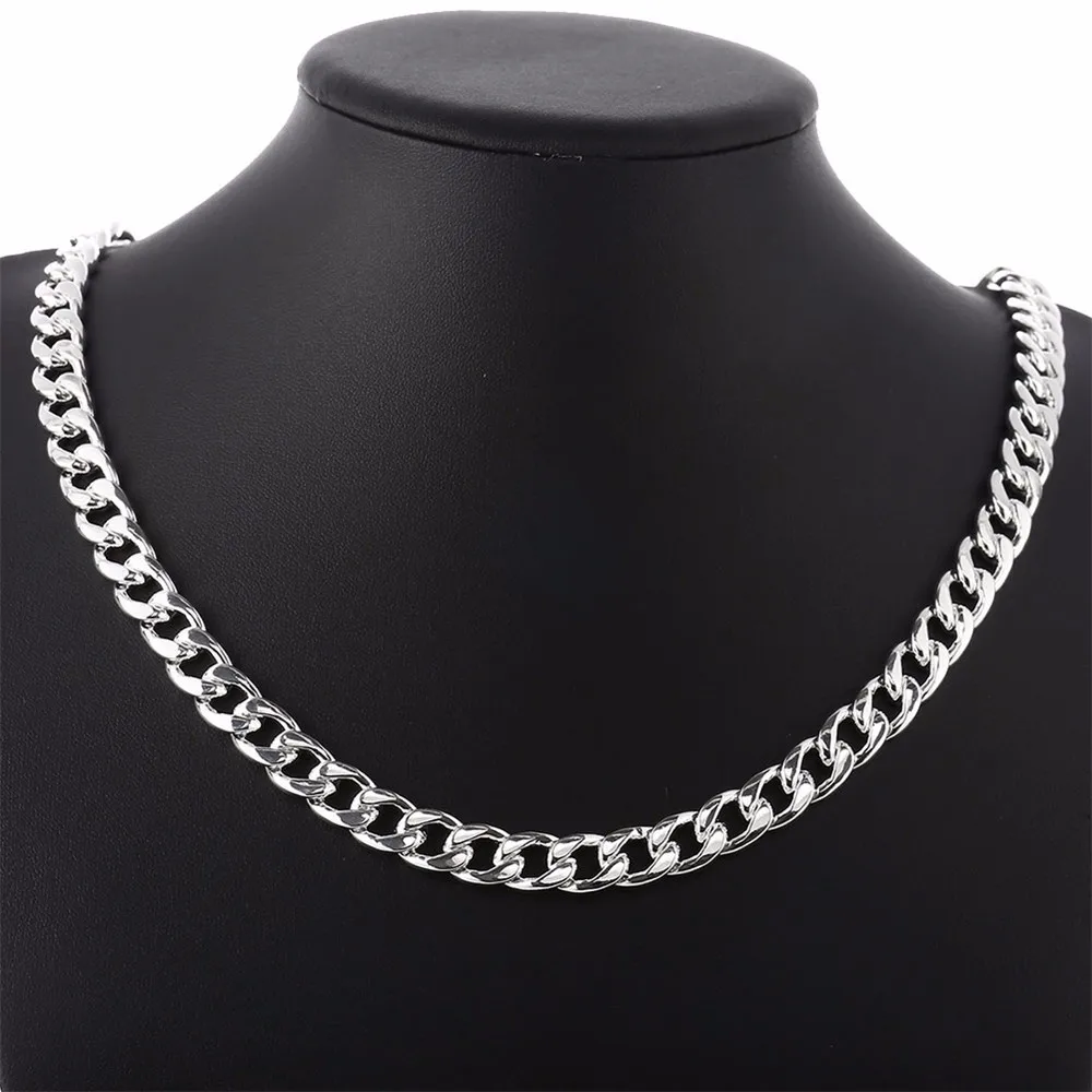 12-925 Sterling Silver Men Jewelry 24 inches Choker Statement Necklaces Women Vintage Collier Colar Bijoux Collares kolye QA0711