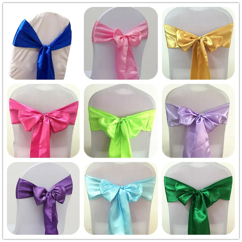 WedFavor 100pcs High Quality Satin Chair Sashes Banquet Chair Ribbon