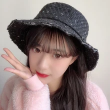 HT2038 осенне-зимние женские шапки в стиле ретро с плоской подошвой, женские шляпы для рыбалки, ковш, дамские Упакованные Панамы в Корейском стиле, кепки в рыбацком стиле
