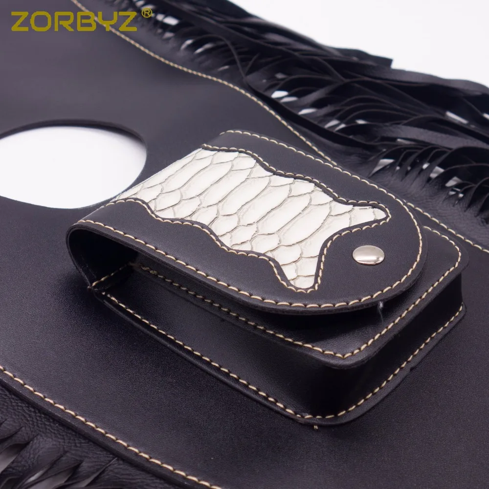 Черная мотоциклетная сумка ZORBYZ из искусственной кожи с бахромой и крышкой на