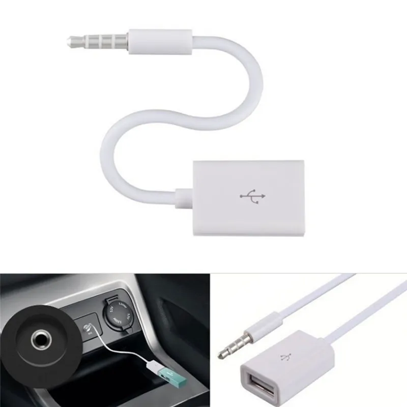 Автомобильный MP3 3 5 мм штекер AUX аудио разъем для USB 2 0 Женский кабель конвертер