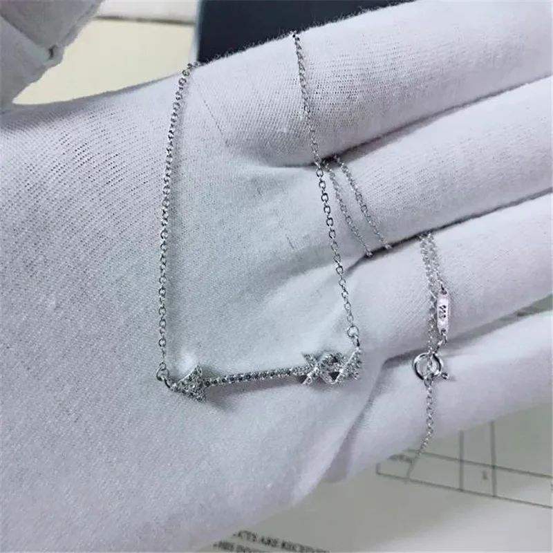 

TIF 925 sterling silver necklace, 1:1 creative styling luxury zircon. Glamour original girl gift free shipping