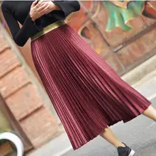 Весна, Новое поступление, винтажная бархатная плиссированная юбка с металлическими вставками, Faldas Largas Elegantes, 12 цветов