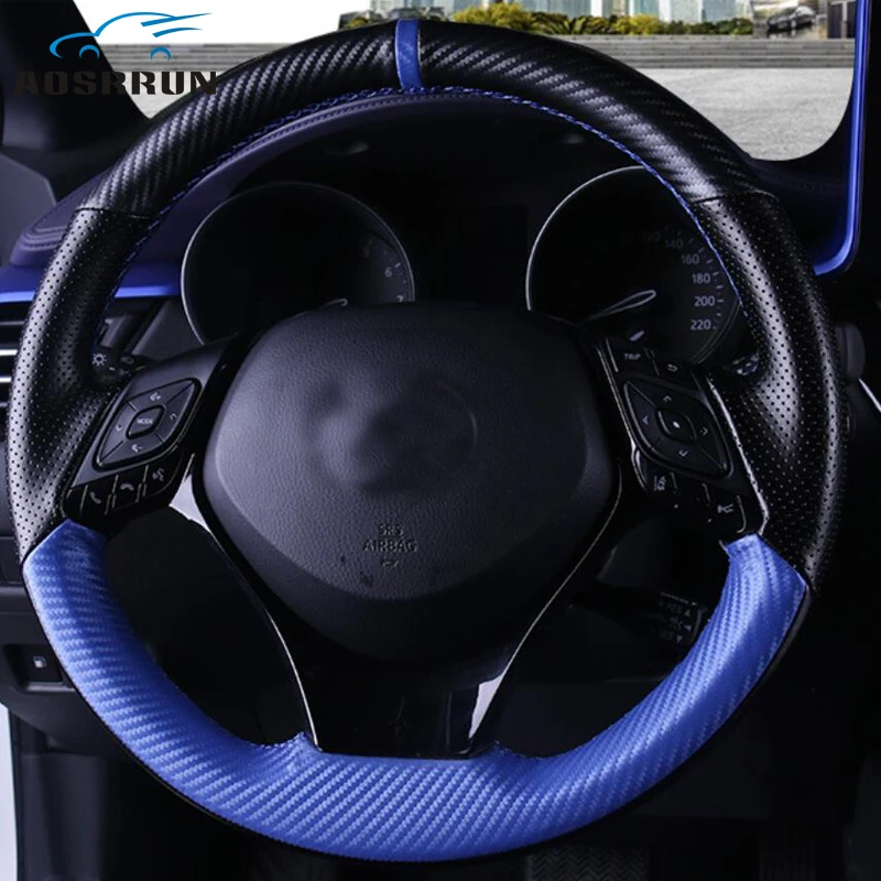 Автостайлинг Ручное шитье все кожаные чехлы на руль автомобильные аксессуары