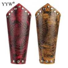 Стимпанк косплей реквизит из искусственной кожи брекеры для мужчин на шнуровке руки манжеты крест мода гаунтлет браслет Spiderweb