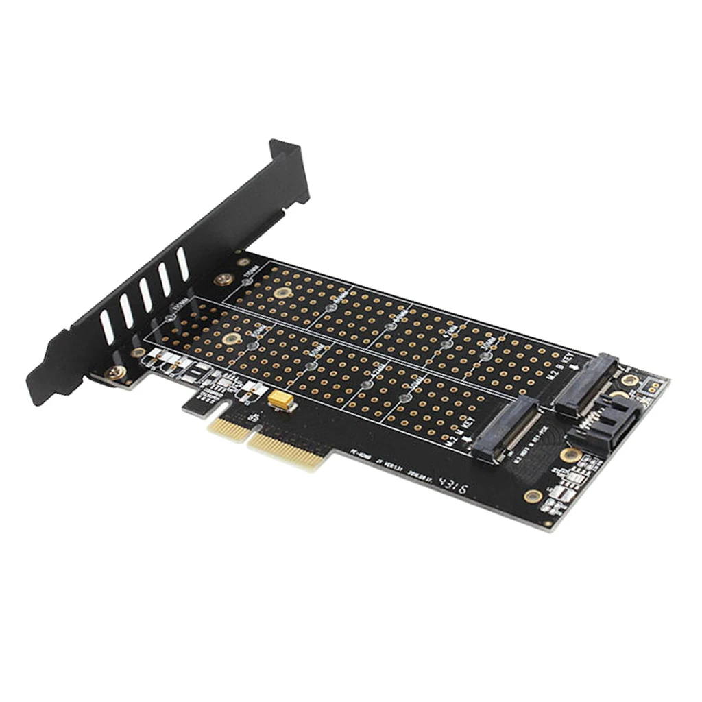 Dual M.2 PCIe Adapter,NVME SSD M-key or SATA AHCI B-key to PCIe 3.0 4X Card 