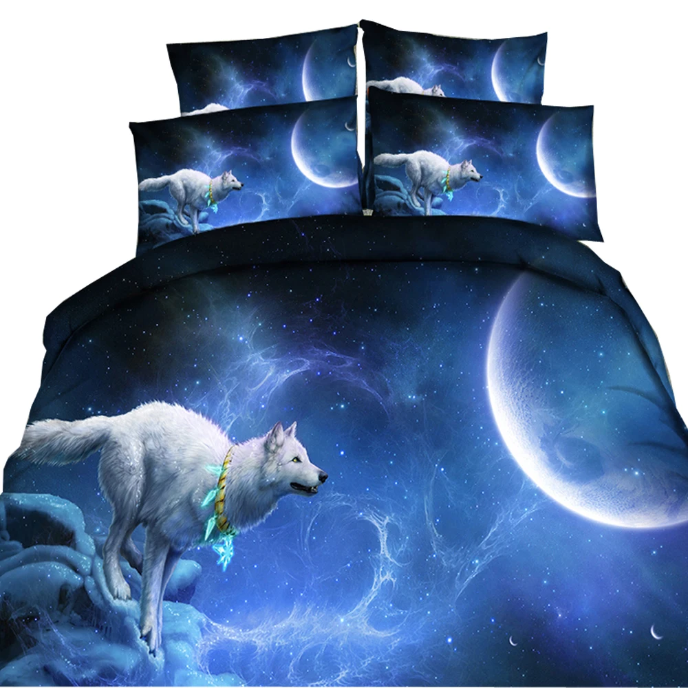 Волк пододеяльник полный queen Постельное белье 3D животного с принтом волка легкий 3 предмета постельное белье для детей взрослых молния Closur