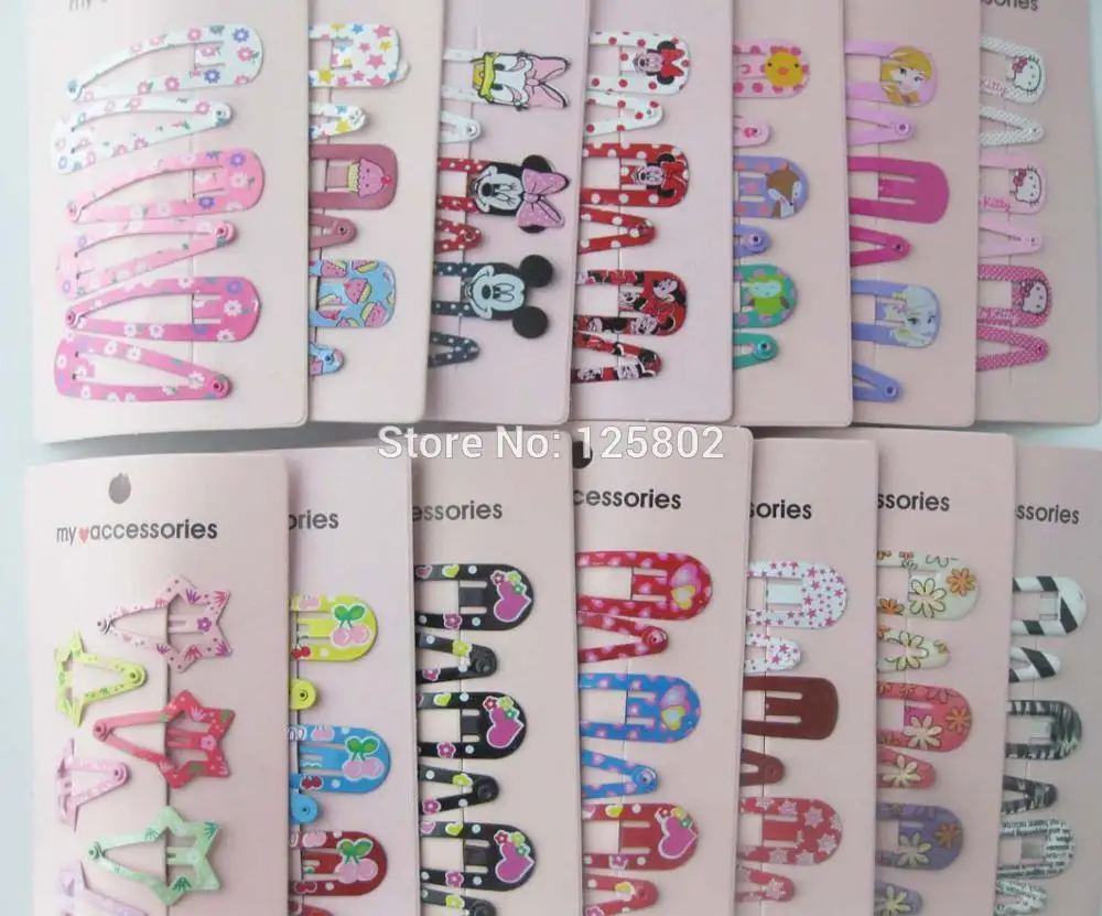 

5 cards multicolor hair accessories cartoon design hairpins for girls hair ornament printed hair clips