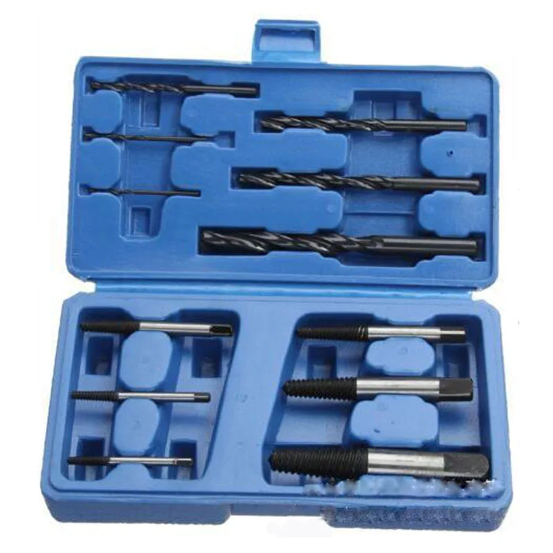 

12Pcs/set Screw Extractor Drill Bits Guide Set Broken Damaged Bolt Nut Remover Extractor Tools 6pcs Extractor+6Pcs Drill
