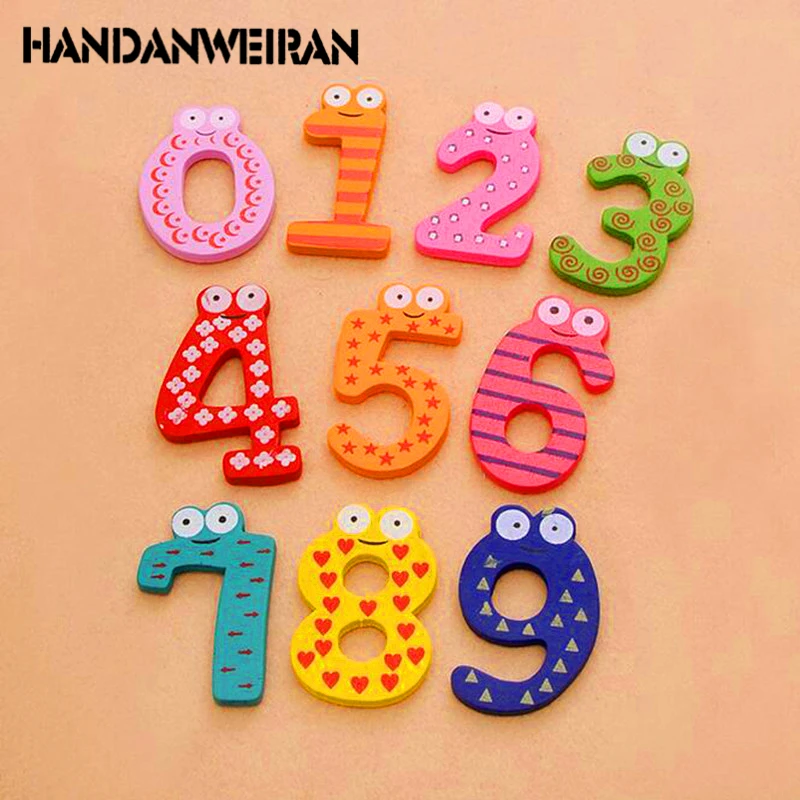 

2018 NEW High Quality different color kids'Fridge Magnets Wooden Cartoon Digital refrigerator for Childrens as Gifts Hot sale