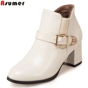 

ASUMER 2020 hot sale autumn winter new arrive women boots fashion buckle ladies boots solid color ankle boots big size 34-43