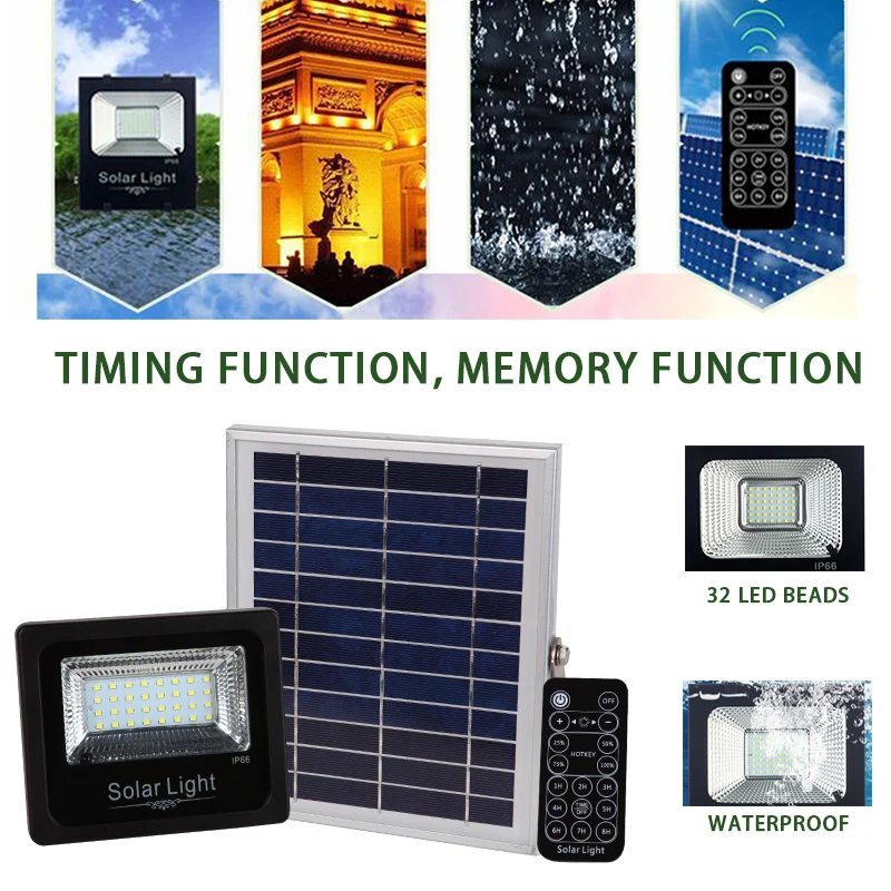

Timing Solar Floodlight Eco-Friendly Induction Light Solar Spotlights Non Polar Dimming Home Solar Power Floodlight