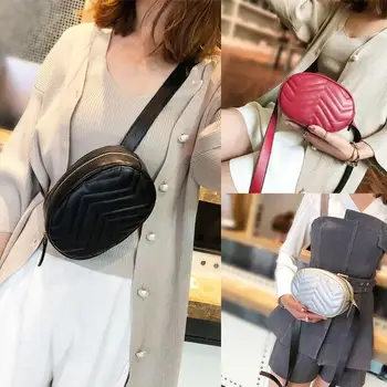

2019 Luxury Brand New Bags for Women Pack Waist Bag Women PU Leather Waist Packs Fanny Handbag Oval Shoulder Zipper Bag Purse